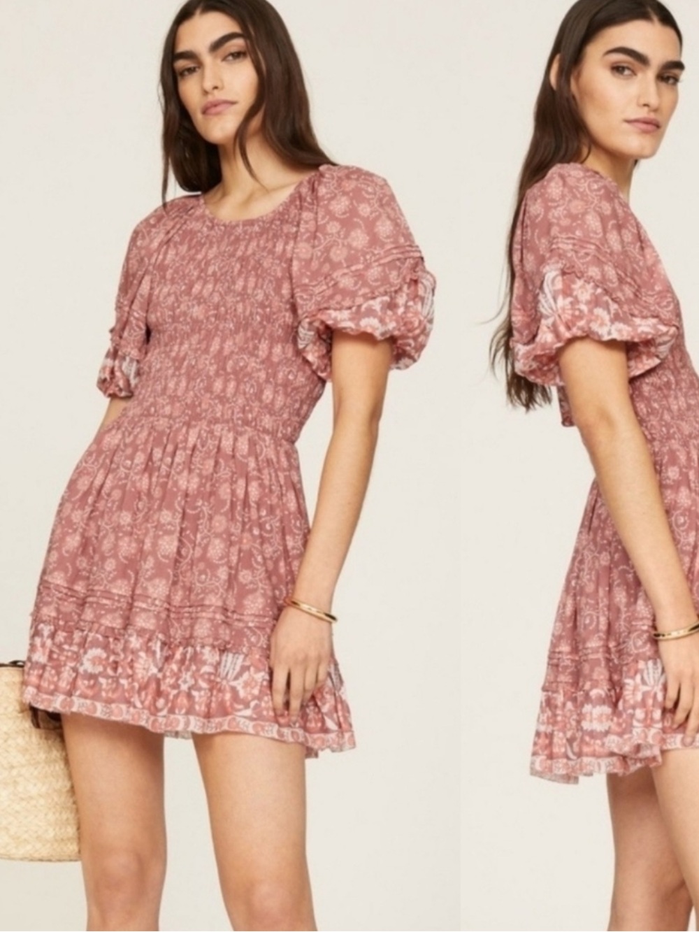 Cleobella Mina Mini Dress in Floral Cottagecore Size Small
